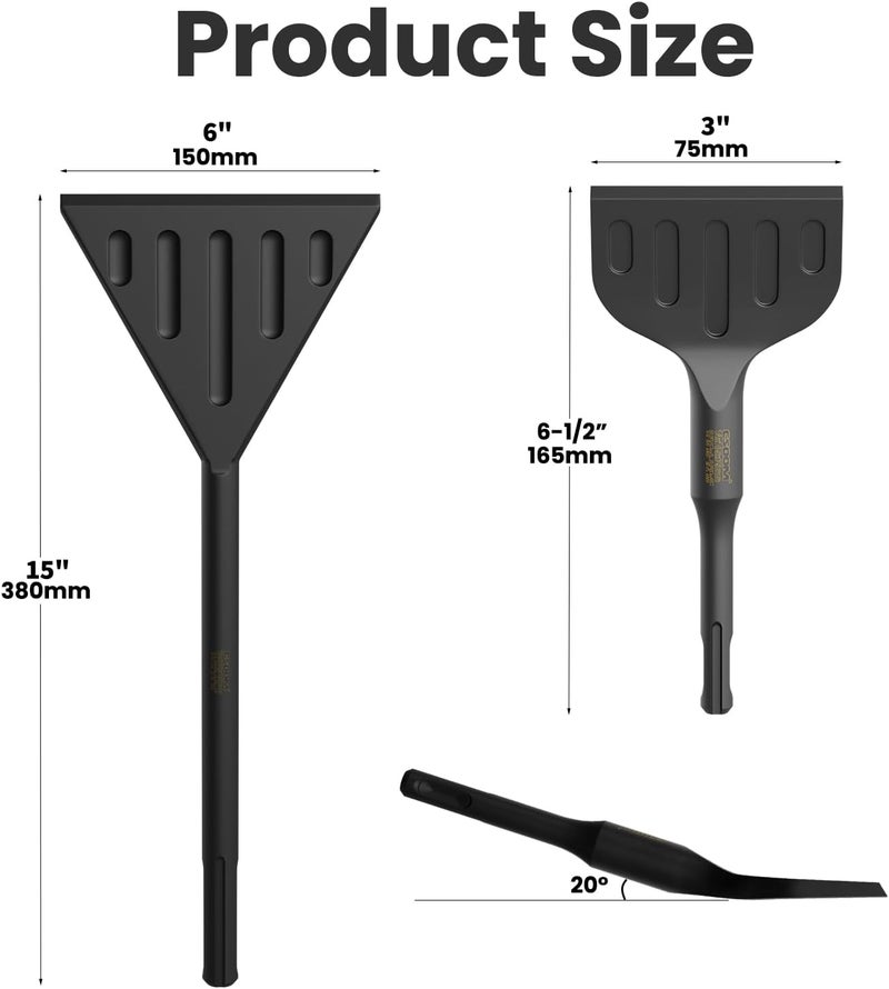 CSOOM SDS Max Chisel, 6 Inch by 15 Inch Tile Removal Scraping Chisel for Floor Removal, Concrete Mortar Thinset with SDS Max Handle Rotary Hammer Bit - Image 2